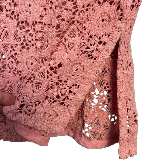 Calypso St. Barth Floral Crochet Tunic Top Size S Embroidered Sequins Tasseled - Picture 13 of 16